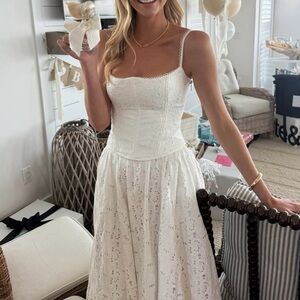 House of CB ‘Francine’ White Broderie Anglais Midi Skirt White